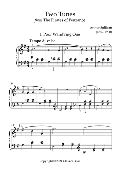 Sullivan - Two Tunes from The Pirates of Penzance(With Note name)