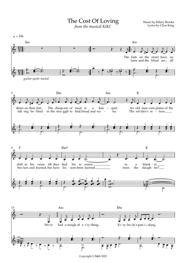 THE COST OF LOVING vocal & guitar