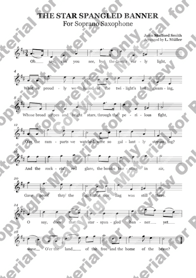 Star Spangled Banner - Soprano Saxophone