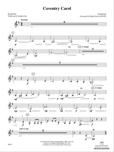 Coventry Carol: (wp) E-flat Tuba T.C.