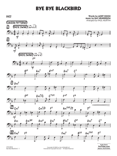 Bye Bye Blackbird (arr. Paul Murtha) - Bass