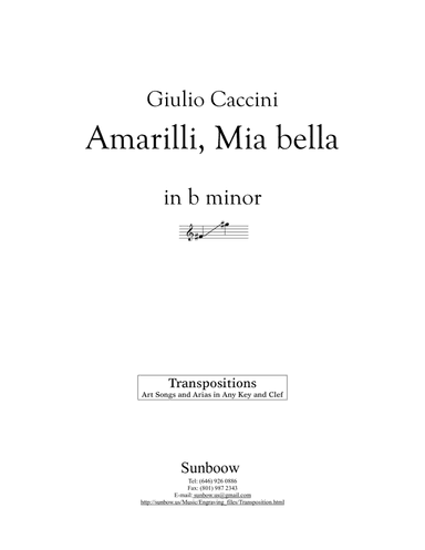 Caccini: Amarilli, mia bella (transposed to b minor)