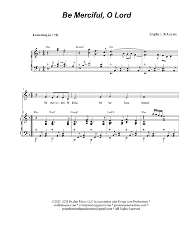 Be Merciful, O Lord (Unison choir)