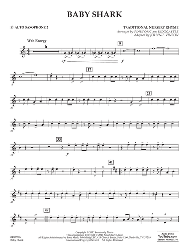 Baby Shark (arr. Johnnie Vinson) - Eb Alto Saxophone 2