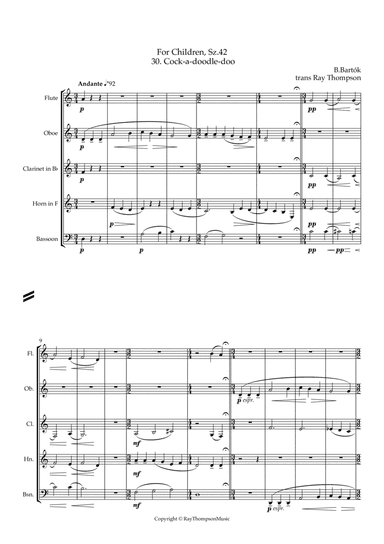 Bartók: For Children, Sz.42 30."Cock-a-Doodle-Doo" - wind quintet