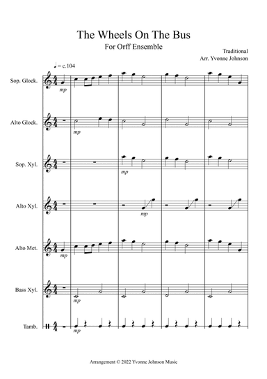The Wheels On The Bus - For Orff Ensemble