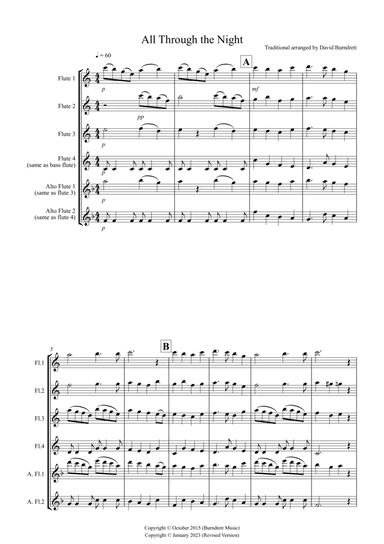 All Through the Night for Flute Quartet
