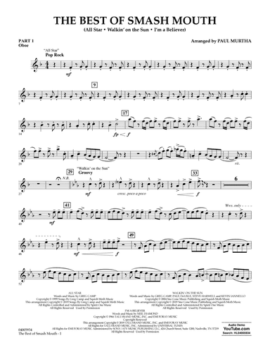 The Best of Smash Mouth (arr. Paul Murtha) - Pt.1 - Oboe