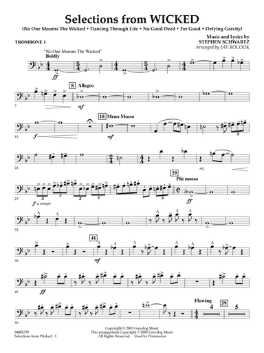 Selections from Wicked (arr. Jay Bocook) - Trombone 1