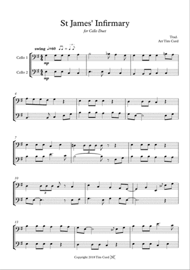 St James' Infirmary. Duet for Cello