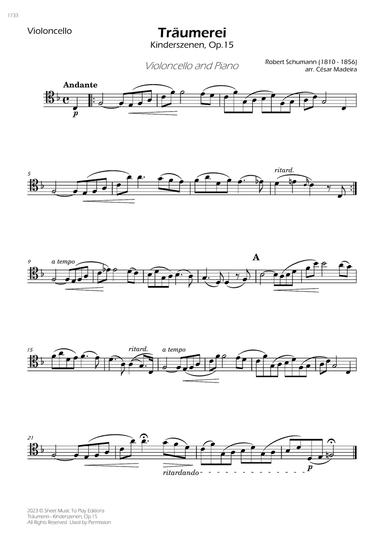 Traumerei by Schumann - Cello and Piano (Individual Parts)