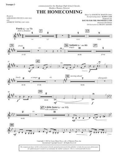 The Homecoming - Bb Trumpet 3