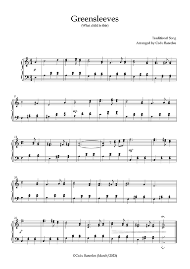Greensleeves Intermediate Piano - A minor (3)