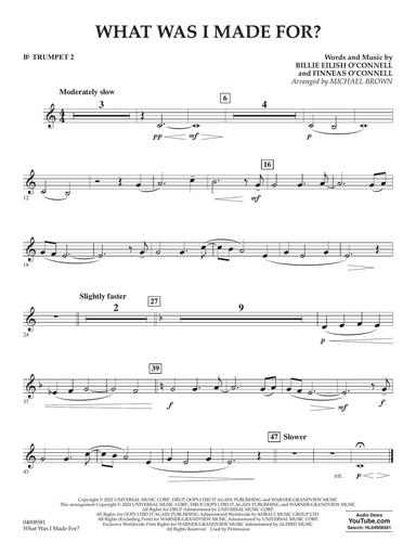 What Was I Made For? (arr. Michael Brown) - Bb Trumpet 2
