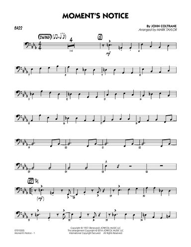 Moment's Notice (arr. Mark Taylor) - Bass