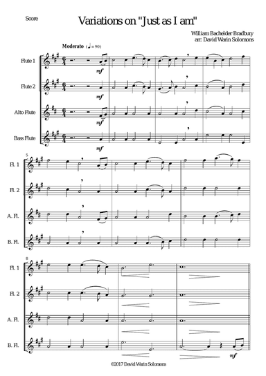 Variations on Just As I Am (Flute Quartet - 2 flutes, alto and bass flutes)