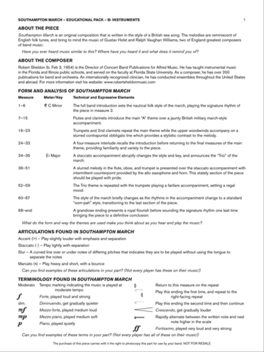 Southampton March: Bb Educational Pack
