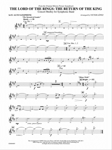 The Lord of the Rings: The Return of the King, Symphonic Suite from: E-flat Alto Saxophone