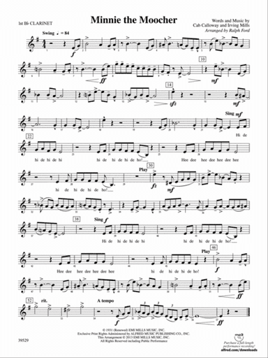 Minnie the Moocher: 1st B-flat Clarinet