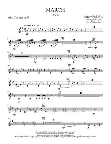 March, Op. 99 - Eb Alto Clarinet