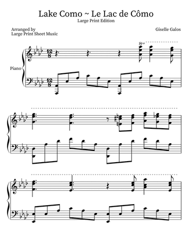 Lake Como Large Print Edition Piano Solo