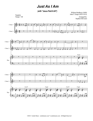 Just As I Am (with "Jesus Paid It All") (Duet for C-Instruments)