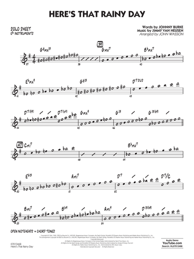 Here's That Rainy Day (arr. John Wasson) - Eb Solo Sheet