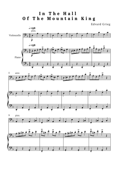 In The Hall of The Mountain King - Violoncello and Piano