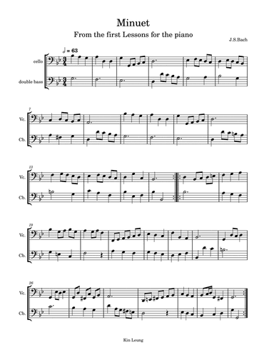 Minuet for cello and double bass duet