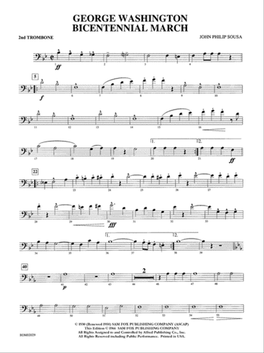George Washington Bicentennial March: 2nd Trombone