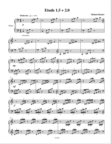 Etude 1.5 + 2.0 for Piano Solo from 25 Etudes using Symmetry, Mirroring and Intervals