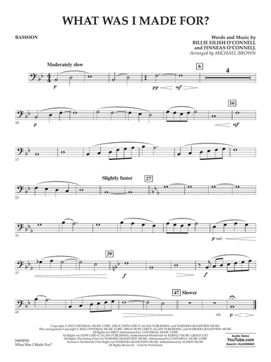 What Was I Made For? (arr. Michael Brown) - Bassoon