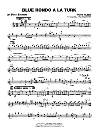 Blue Rondo ala Turk: E-flat Alto Saxophone