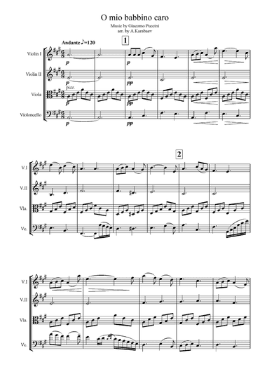 O mio babbino caro for string quartet