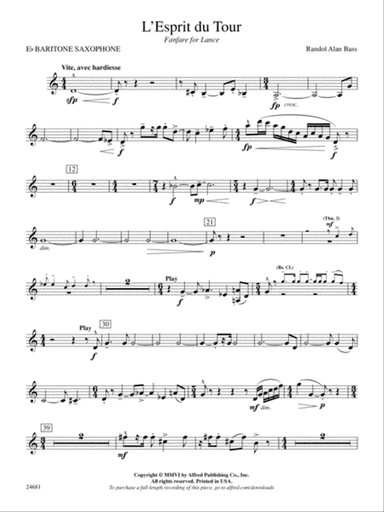 L'Esprit du Tour: A Fanfare for Lance: E-flat Baritone Saxophone