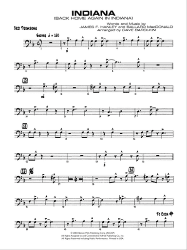 Indiana (Back Home Again in Indiana): 3rd Trombone