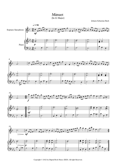 Minuet (In G Major) - Johann Sebastian Bach (Soprano Sax + Piano)