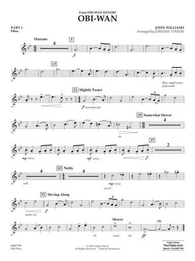 Obi-Wan (arr. Johnnie Vinson) - Pt.1 - Oboe