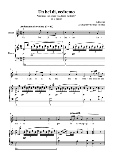Un Bel Di Vedremo (from Madama Butterfly) - for Tenor - in C major