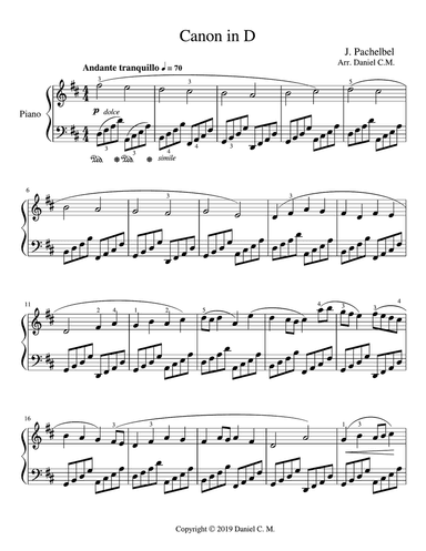 Canon in D for piano (romantic style)