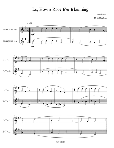 Lo, How a Rose E'er Blooming (Trumpet Duet)