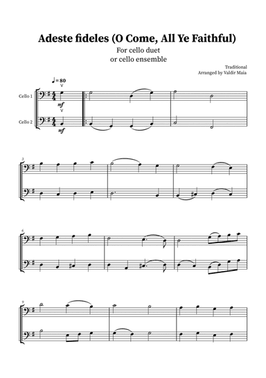 O Come, All Ye Faithful (Adeste Fideles) - Cello Duet