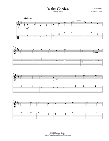 In the Garden (I Come to the Garden Alone) - for easy guitar with TAB