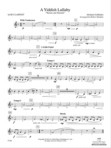 A Yiddish Lullaby: 1st B-flat Clarinet