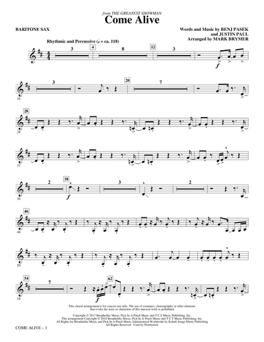 Come Alive (from The Greatest Showman) (arr. Mark Brymer) - Baritone Sax