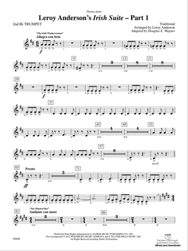 Leroy Anderson's Irish Suite, Part 1 (Themes from): 2nd B-flat Trumpet