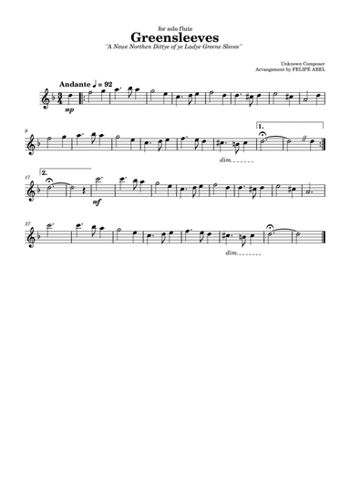 Greensleeves for Flute