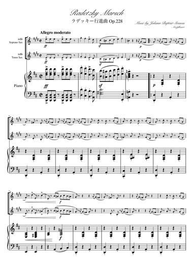 "Radetzky Marsch" (Ddur) Piano trio / soprano Sax & tenor Sax
