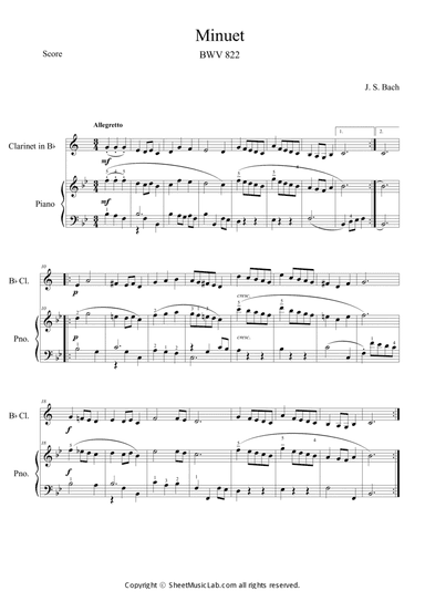 Minuet BWV 822 (in Bb)