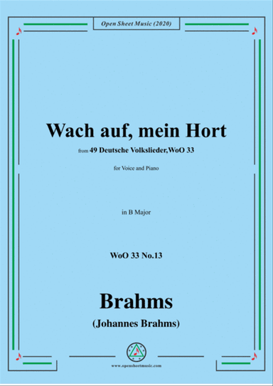 Brahms-Wach auf,mein Hort,WoO 33 No.13,in B Major,for Voice and Piano
